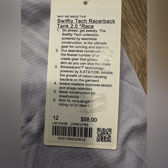 NWT Lululemon Lavender Swiftly Tech Racerback Tank Size 12 - Picture 4 of 4